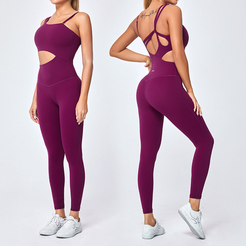 Eco-friendly recycled fabric one-piece yoga bodysuit - open back, tight-fitting, butt-lifting gym outfit - aerial yoga leotard