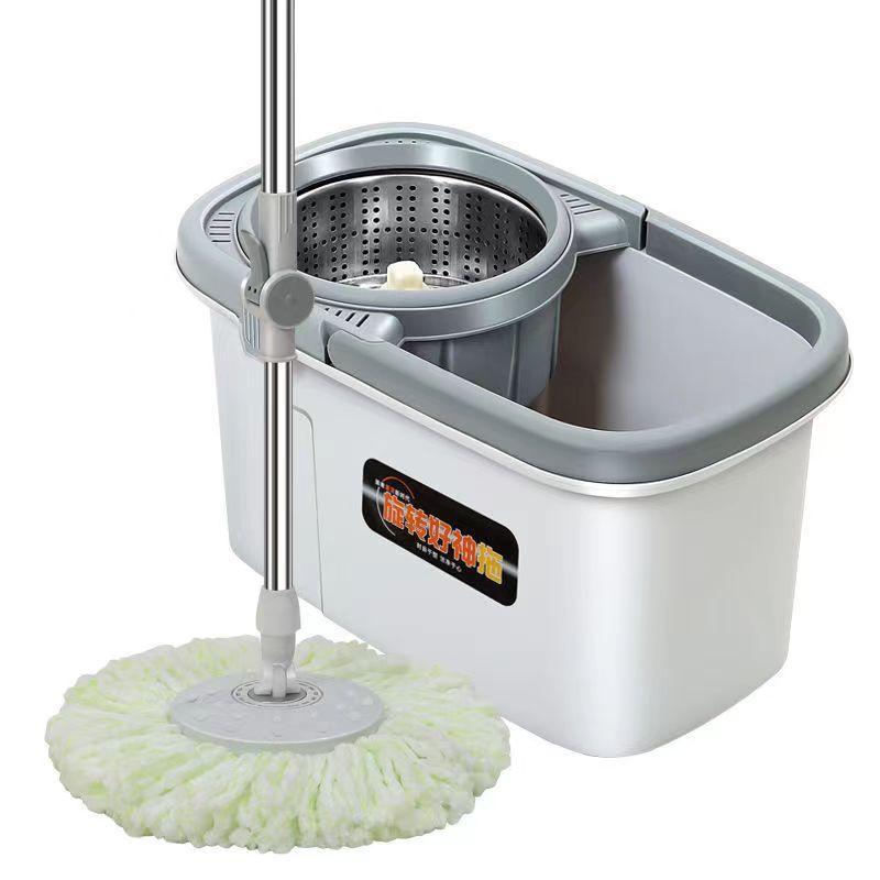 New thickened mopping bucket, rotating mop bucket, hand-free floor mop, household mop, lazy spin-drying artifact wholesale