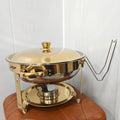 All-gold round food warmer - 5l with lid and rack