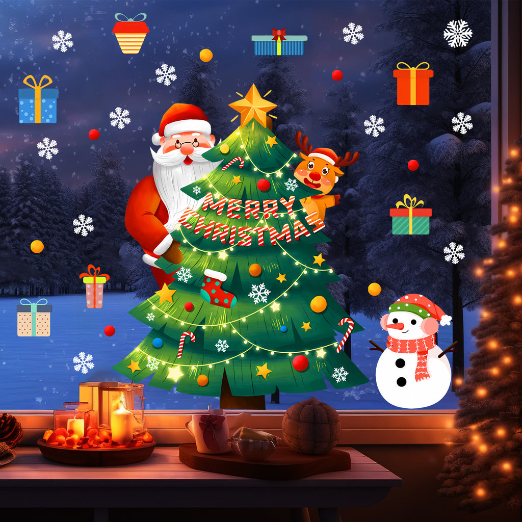 Cross-border Christmas sticker wall sticker Santa Claus snowman elk glass window decoration sticker glue-free static sticker