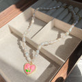 Flower love pendant pearl necklace for women easiest for matchniche style design popular necklace korean fashionsweet clavicle chain