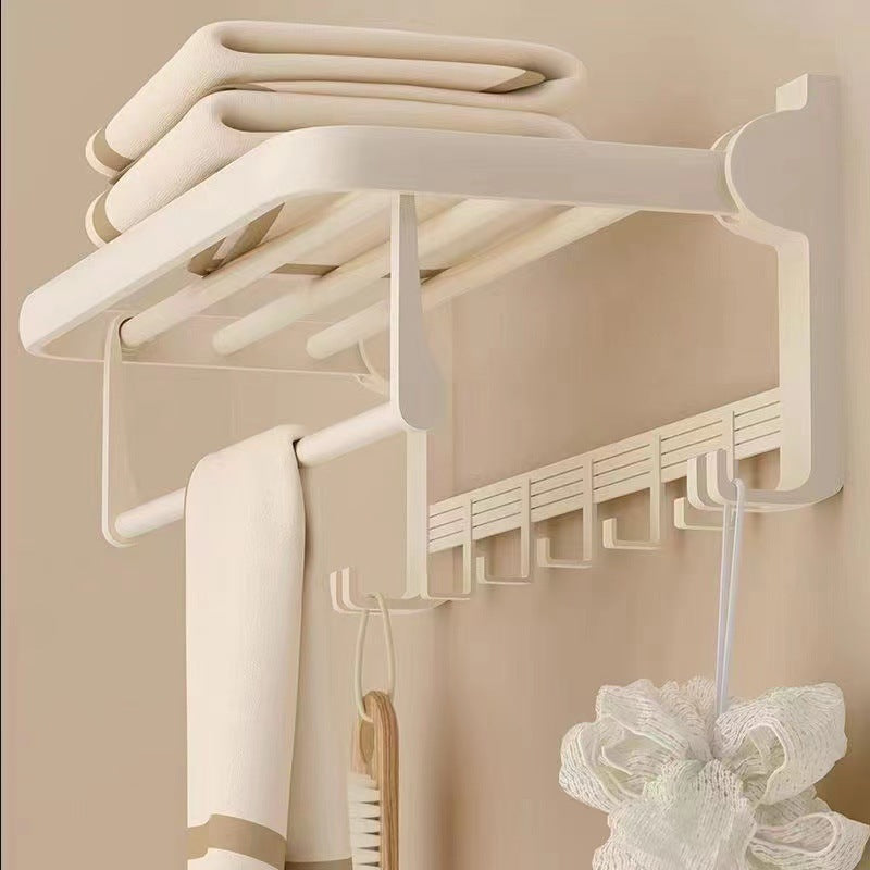 Cream style towel rack, punch-free bathroom towel rack, bathroom pendant five-piece set, bathroom toilet