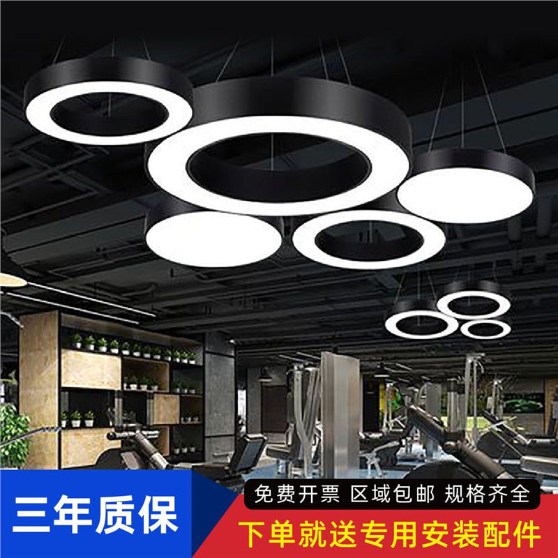 Round led pendant light - ideal for shopping malls, supermarkets, gyms, offices, and industrial spaces - hollow round design