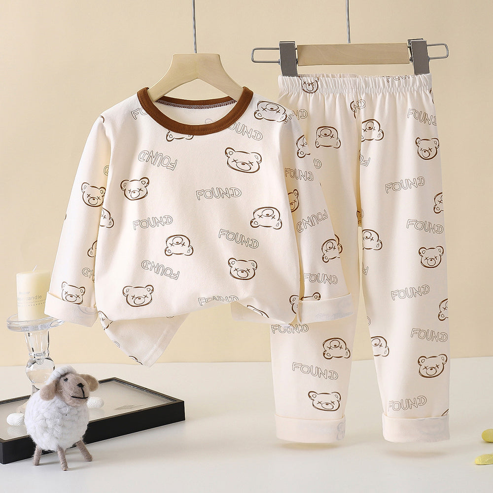 Children's spring/autumn underwear set, boys' and girls' lycra cotton thermal underwear, baby base layer pajamas, loungewear