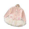 Girls' spring two-piece skirt set: princess-style puffy skirt with korean-style knitted cardigan for baby girls