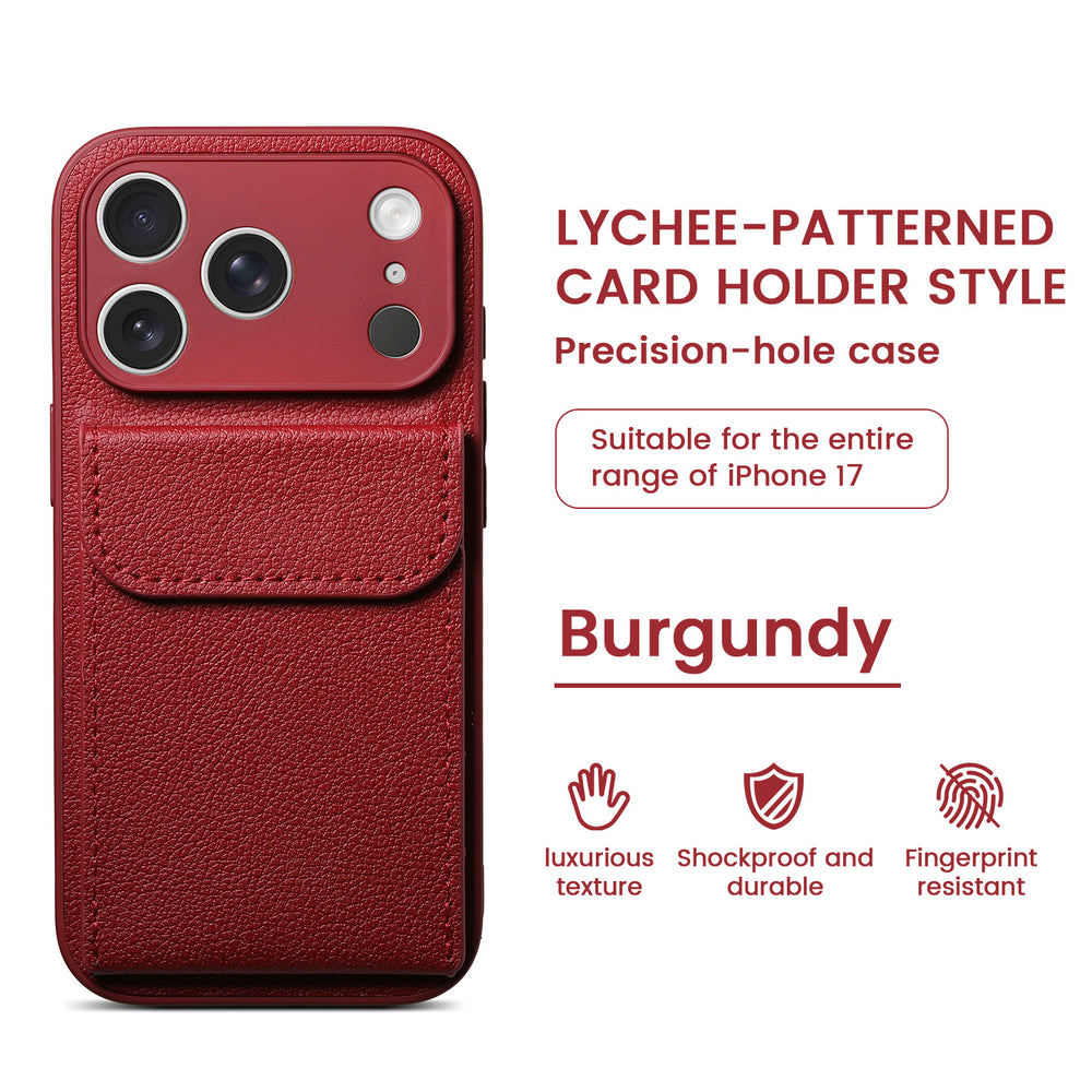 iphone 17 pro max leather case card holder phone case apple 16 vegan leather matte anti-drop protective cover