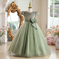 Ready-to-ship girls' formal dresses: vintage-inspired, high-end elegant mesh panel design for piano recitals and flower girls