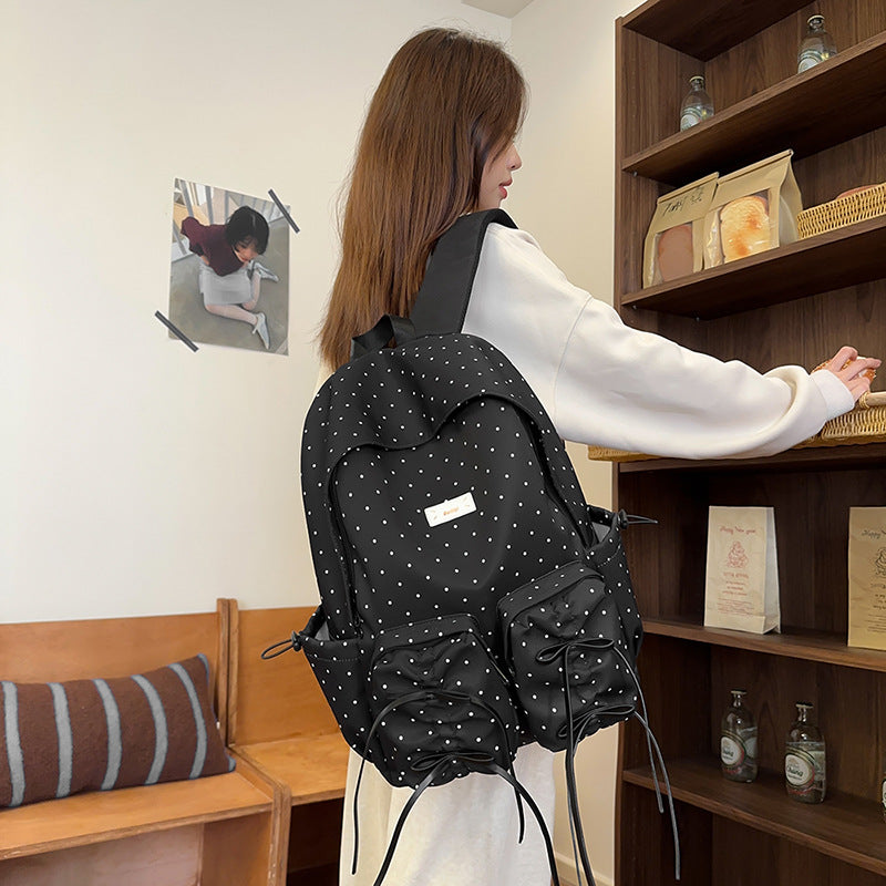 Factory direct backpacks: trendy japanese polka dot design, high-value travel gear, promotional gifts, and backpacks