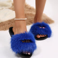 amazon women's open-toe slides - comfortable, soft-soled, thick-strap slippers for women, plus size fuzzy slides