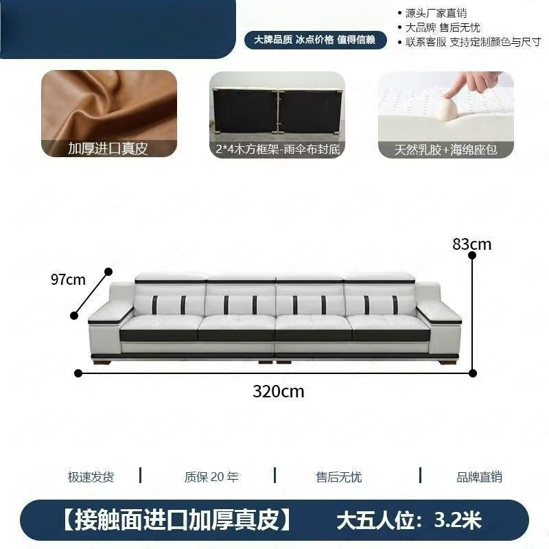Massage genuine leather sofa italian minimalist living room smart multifunctional sofa 2025 new corner leather sofa