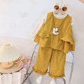 Girls' autumn collection: new top & wide-leg pants set - early autumn, cute bunny lace korean style outfit for girls (toddler to middle school)