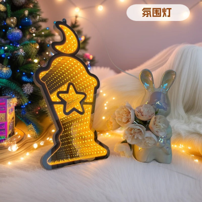 USB lasagna mirror abyss mirror foreign trade luminous led ambient light decorative light curtain light cross-border small oil lamp modeling light