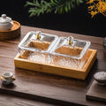 [transparent 2-compartment fruit plate with lid] + wooden plate, thickened plastic