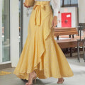 women's plaid mermaid skirt rufflesasymmetrical hemhigh waistcasual umbrella wrap long skirt