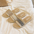 Ethnic style woven one-line sandals for women summernew arrivaleasiest for matchoutwear holiday style soft bottom beach sandals for women