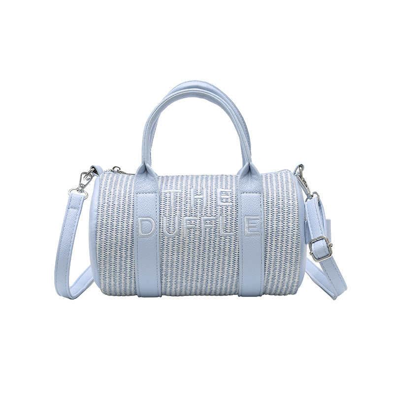 crossbody bag for women, large capacity, 2025 summer letter print, straw woven backpack, trendy shoulder tote bag