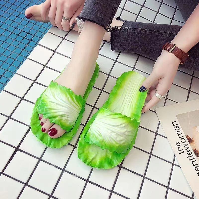2025 summer new arrivals: super cute cabbage slippers for women - perfect for indoor and outdoor wear, creative one-strap slides, beach & seaside fun, and quirky footwear