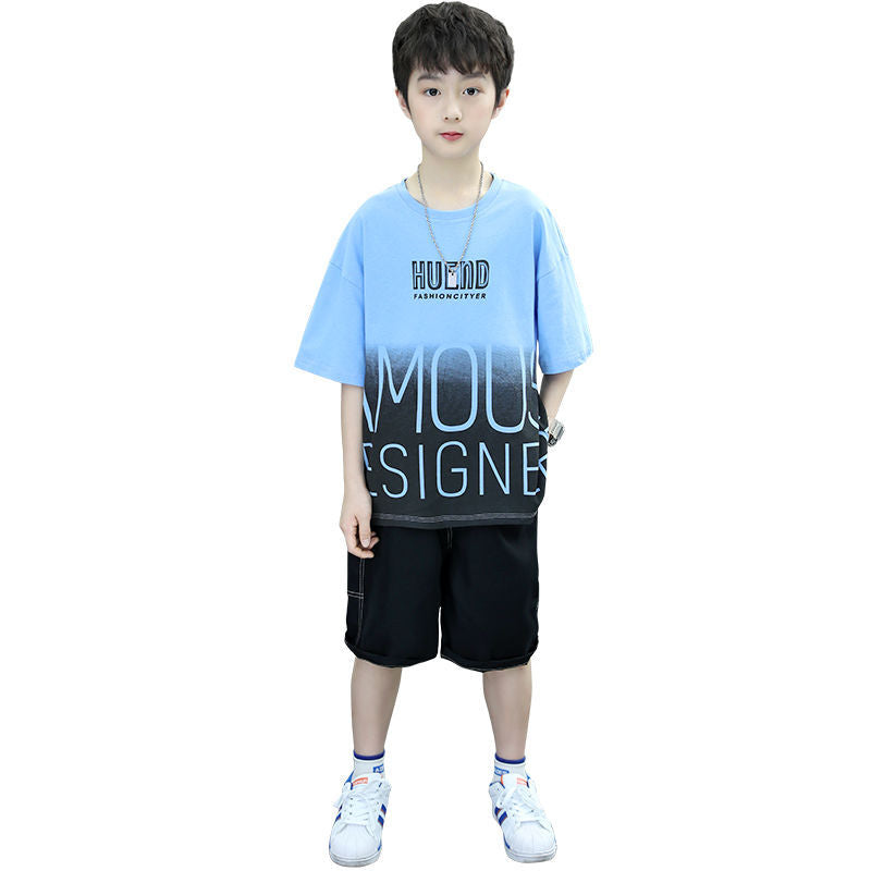 Boys' summer outfit set:  new trendy & stylish kids' summer clothes, short-sleeve two-piece set for boys