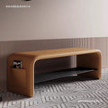 Italian normcore shoe changing stool modern accessible luxury soft bag bench black leather entrance stool for home entrance shoe stool