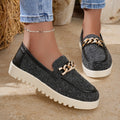 slip-on plus-size loafers for women, new autumn  collection, metal chain platform loafers wholesale
