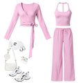 fall/winter new arrival: brushed yoga set - quick-dry, beautiful back tank top, activewear set for women - casual running & fitness
