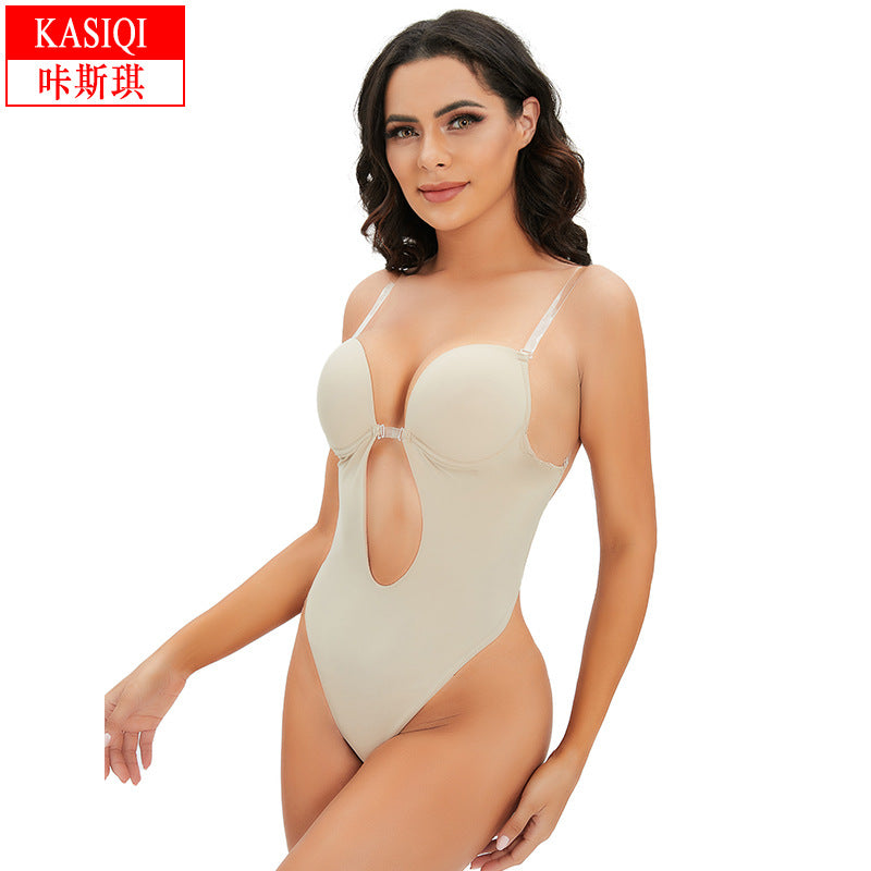 Bodyshaper cross-border suspender bra pad jumpsuit body shaping tummy control backless body shaping garment ultra-thin