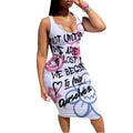 European and american cross-border fashion women's clothing:  summer new sleeveless u-neck graffiti print bodycon mini dress