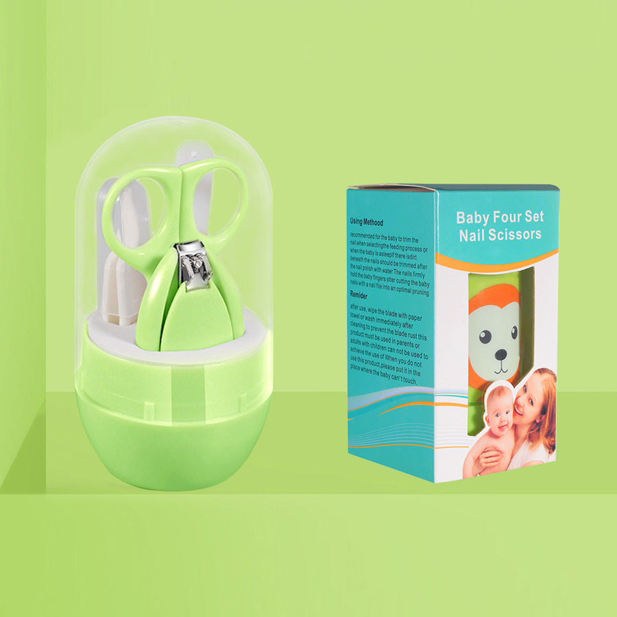 English Boxed Baby Nail Scissors Set Baby Manicure Clipper 4-piece Set Anti-Clip Nail Clipper Manicure Tool