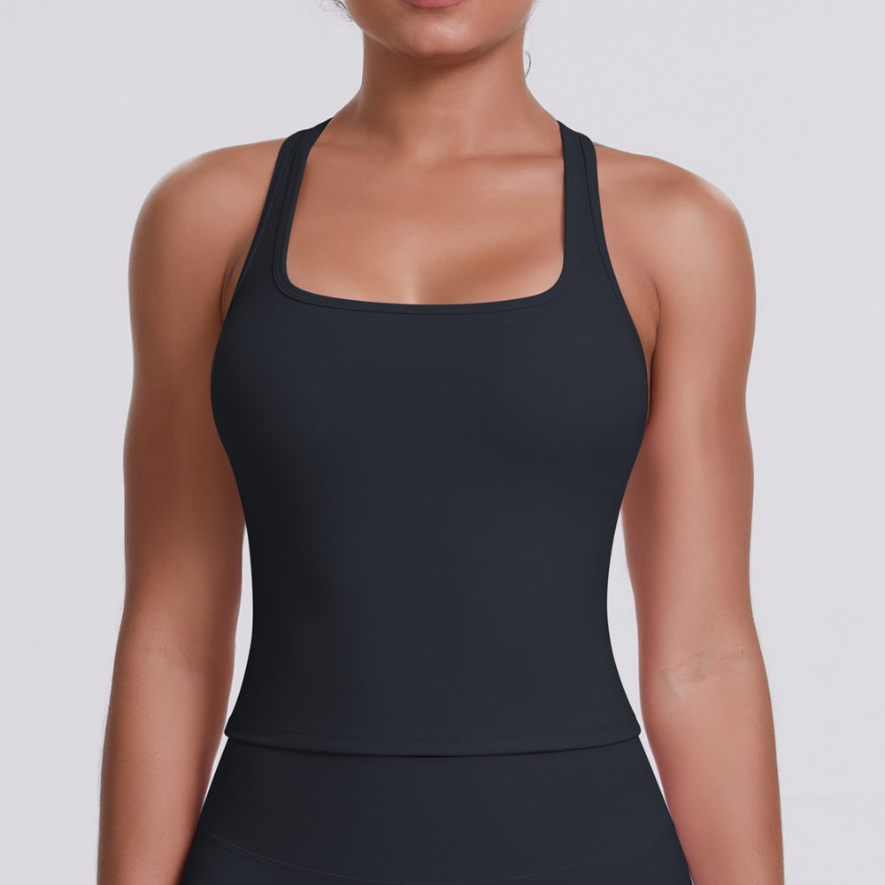 Cloud-feel brushed racerback tank top for women, quick-drying, outdoor casual running fitness top, yoga wear