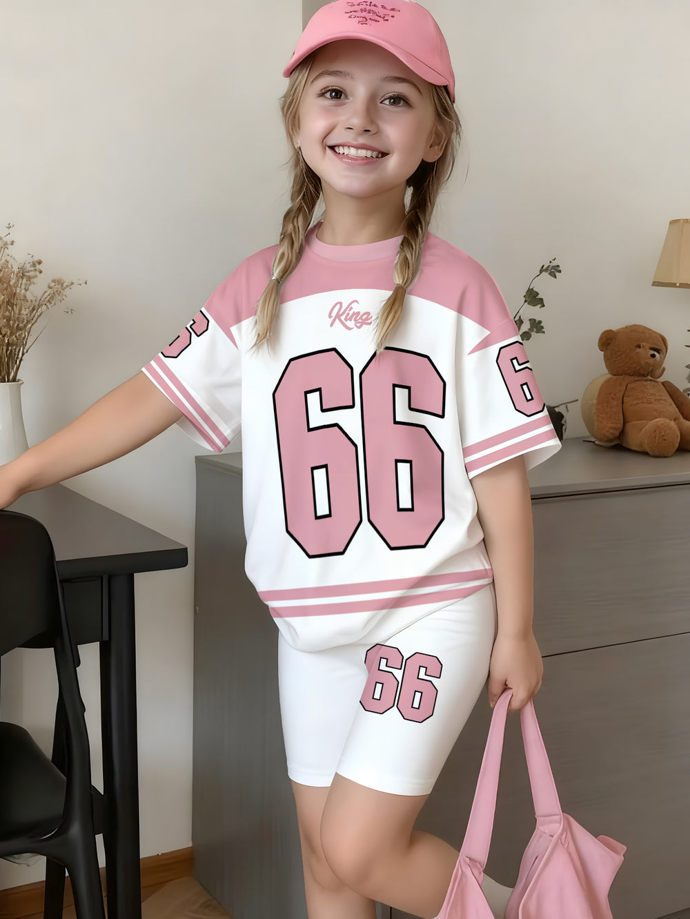 wholesale girls' short-sleeve and shorts sets, fashionable spring, summer, and autumn outfits for girls