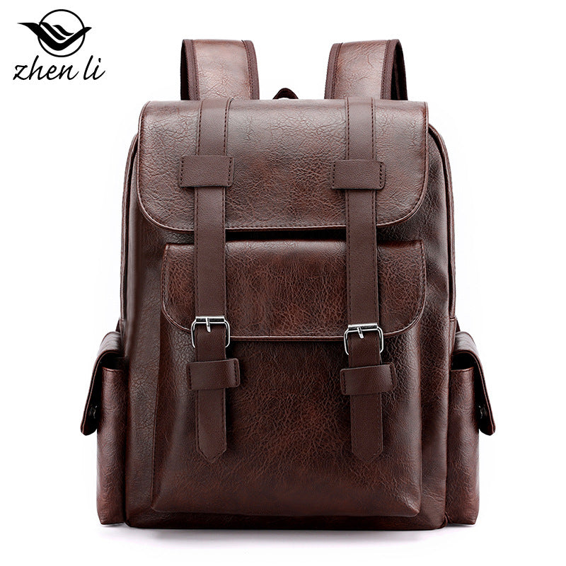 Cross-border large-capacity soft pu leather backpack leisure business computer bag student schoolbag going out travel backpack
