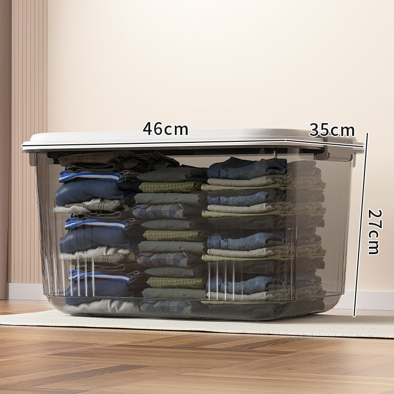 Household acrylic transparent storage box with lid, clothes storage box, household quilt sundries finishing basket wholesale