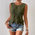 French-style heavy crochet floral camisole - women's summer chic, slimming, sexy outerwear top - elegant style