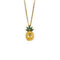 Titanium steel necklace women's new fanta stone yellow diamond pineapple creative fruit green diamond earrings open ring set accessories