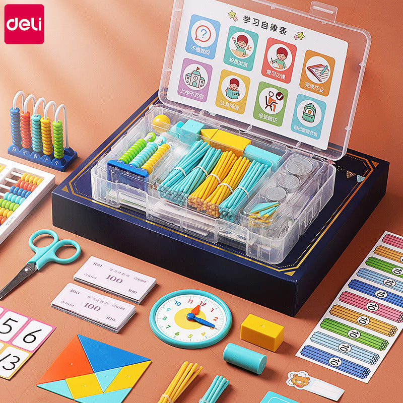 Deli Children's Learning Tools Box Mathematics Teaching Tools Digital Enlightenment Arithmetic Primary School First Grade Second Grade Set Wholesale
