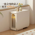 French cream style mobile dining table with wheels - space-saving, wall-mounted folding table and chairs for home dining