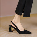 2025 summer new sexy fashion versatile pointed toe chunky heel sandals open side slip-on export high heel sandals for women