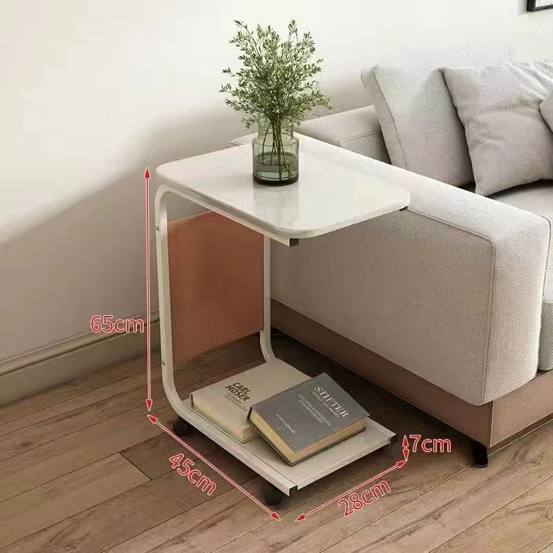 Bedside table movable storage rack bedroom bedside table for home living room coffee table trolley sofa side table small table