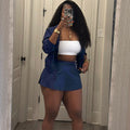 Long sleeves zipper contrast color stand collar jacket drawstring pleated culottes women's two-piece settwo-piece set outfit