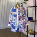 European and american cross-border women's fashion:  summer new collection - stylish printed, cutout, turn-down collar, long-sleeve shirt and shorts casual set