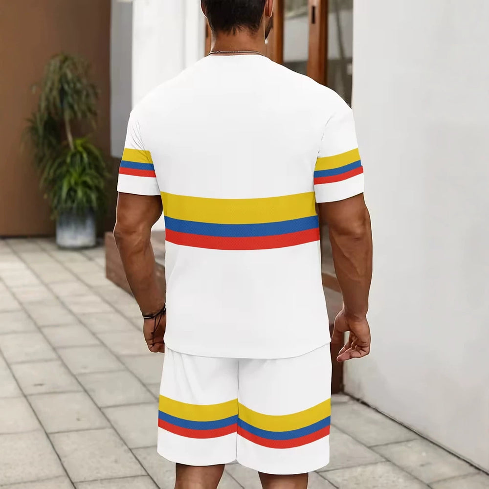 men's short-sleeve and shorts set, casual sportswear set, 3d printed cross-border hot seller, dropshipping available
