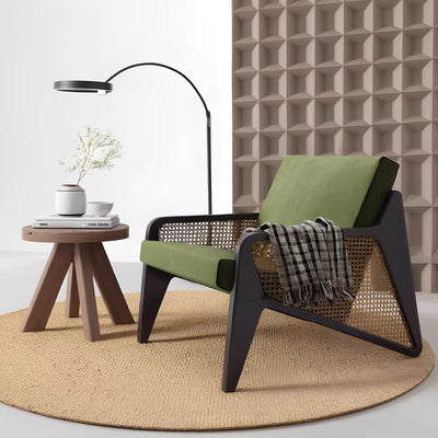 New chinoiserie chair designer rattan sofa chair wabi-sabi style single chair medieval style solid wood casual chair single chair