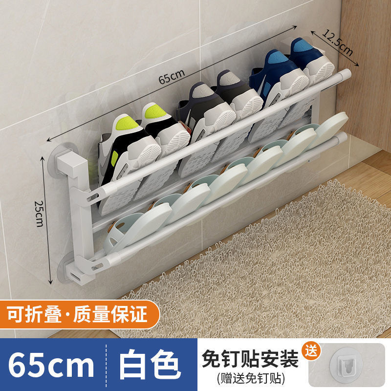 Bathroom wall multi-functional hanging slipper rack bathroom punch-free shoe hanging rack door back slit storage rack wholesale