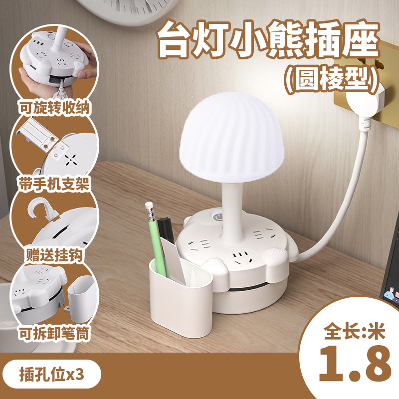 Multi-functional desk lamp socket with usb power strip - perfect for student dorms, bedside tables, eye protection reading, night light, warm light ambiance