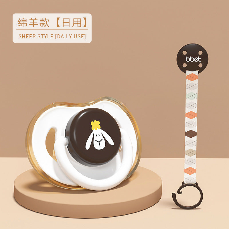 Pacifier soft silicone newborn baby comfort handy gadget sleep type artificial breast milk baby pacifier anti-drop chain