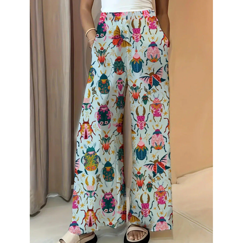 Shipped to europe and the us: -style, flowy, slimming wide-leg pants with a casual floral print, perfect for independent cross-border e-commerce stores