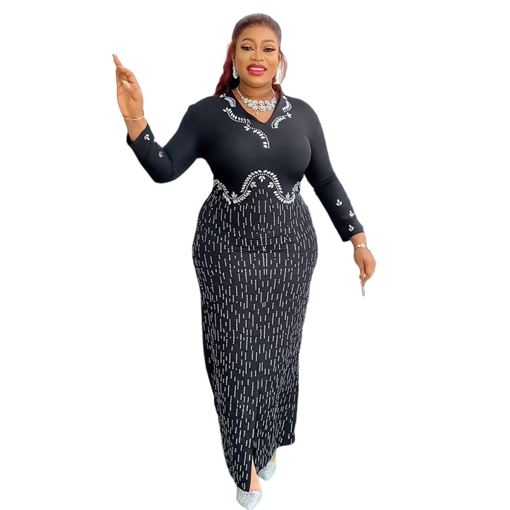 Fashion african plus size women's clothing hot diamond stand collar hip skirt  independent station elegantelegance style dress