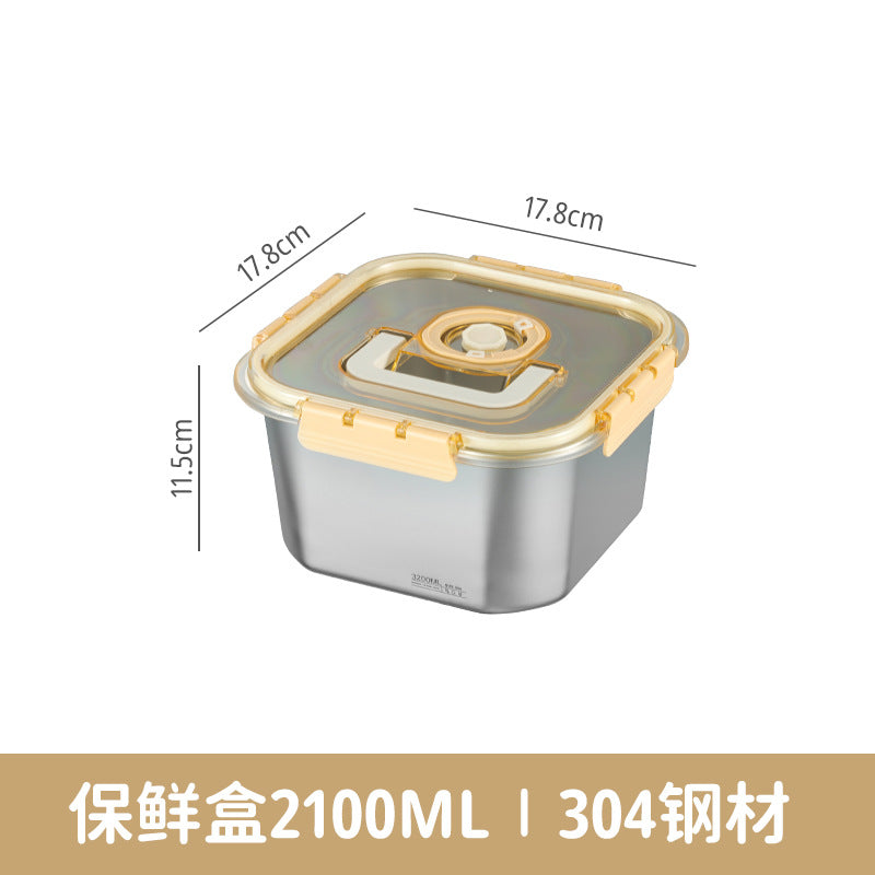 Cross-border fresh-keeping box sealed dumpling box 304 stainless steel sub-packaging refrigerator storage freezing box handle lunch box wholesale