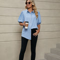 european and american women's apparel cross-border trade: new elasticated princess sleeve denim shirt casual top for  and