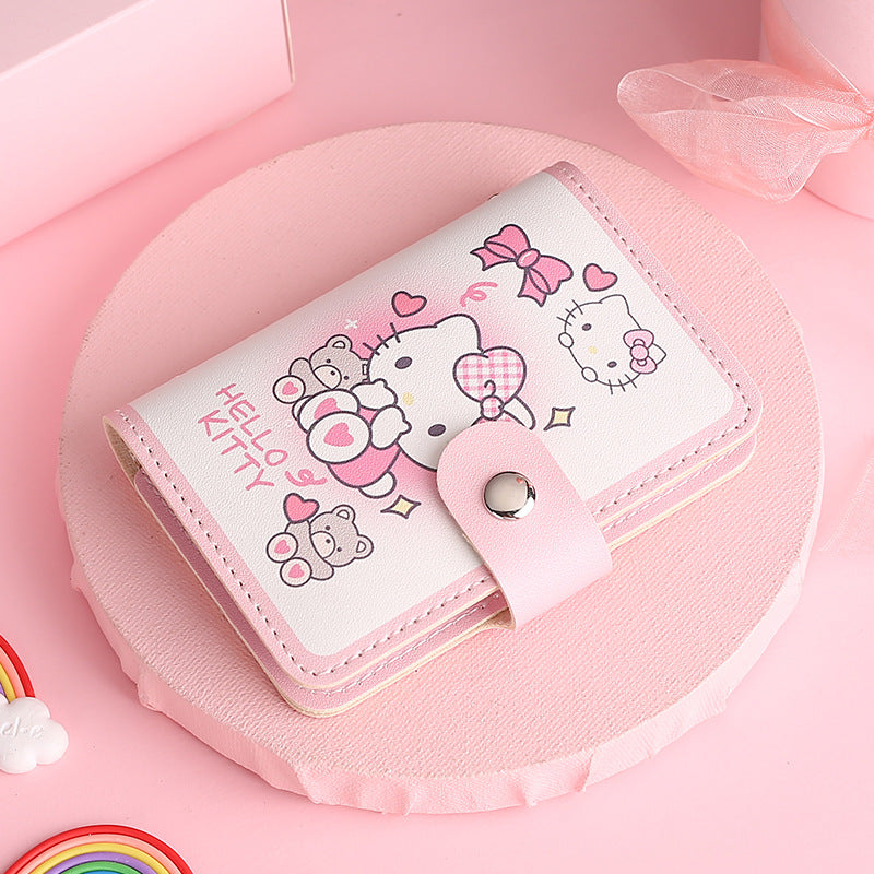 Cute, small and large-capacity cartoon card bag, glue page card position, anti-degaussing driver's license cover, ultra-thin card clip, wallet card cover.
